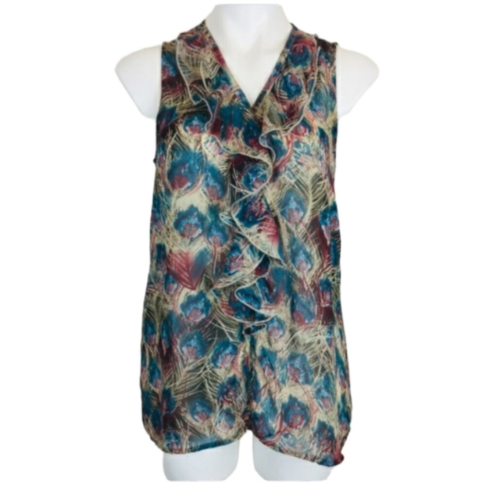 Lola's Collection Ruffled Collar Sleeveless Blouse V-neck